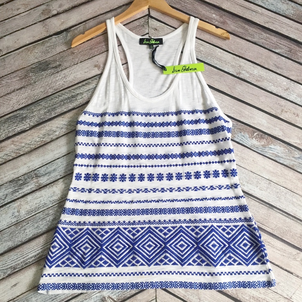 Sam Edelman Embroidered Razorback Tank Top